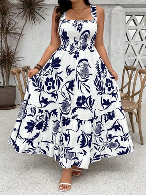 Vestido Long Com Estampa Floral E Alças Largas Cassie. Plus Size Vestidos Size