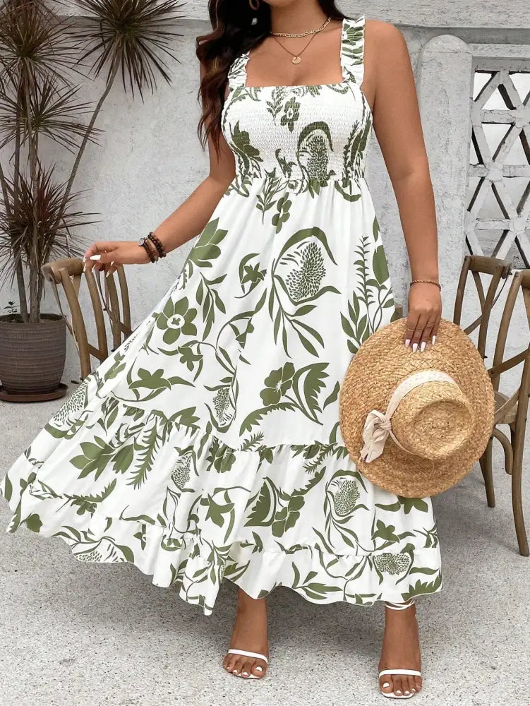 Vestido Long Com Estampa Floral E Alças Largas Cassie. Plus Size Vestidos Size