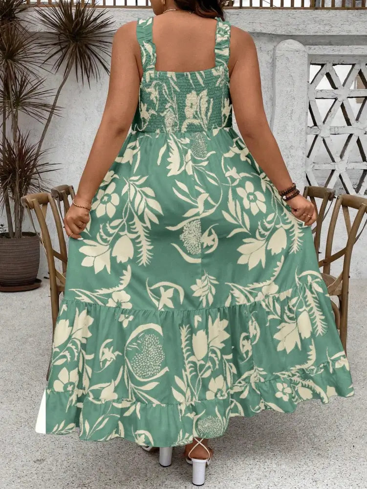 Vestido Long Com Estampa Floral E Alças Largas Cassie. Plus Size Vestidos Size