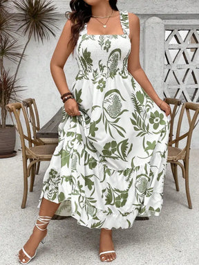 Vestido Long Com Estampa Floral E Alças Largas Cassie. Plus Size Vestidos Size